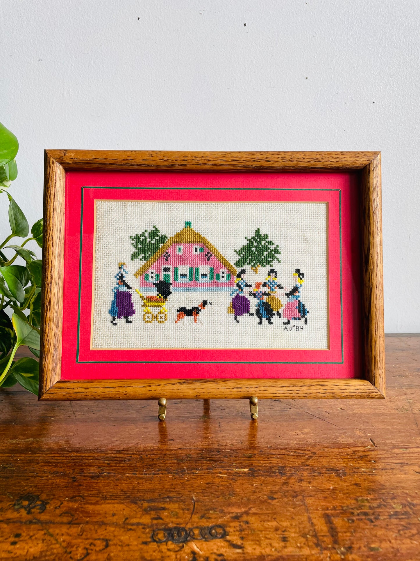 Vintage 1984 "Summer Dance in Holland" Needlepoint Embroidery Picture