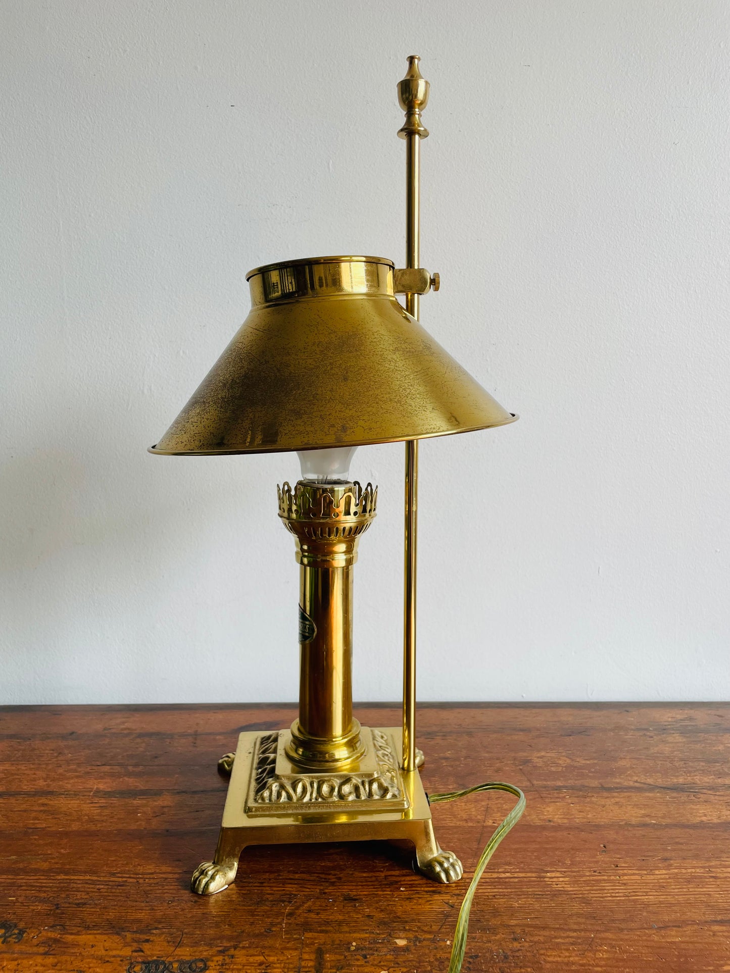 Solid Brass Orient Express Paris-Istanbul Table Lamp - Shade Can Adjust to Preferred Height