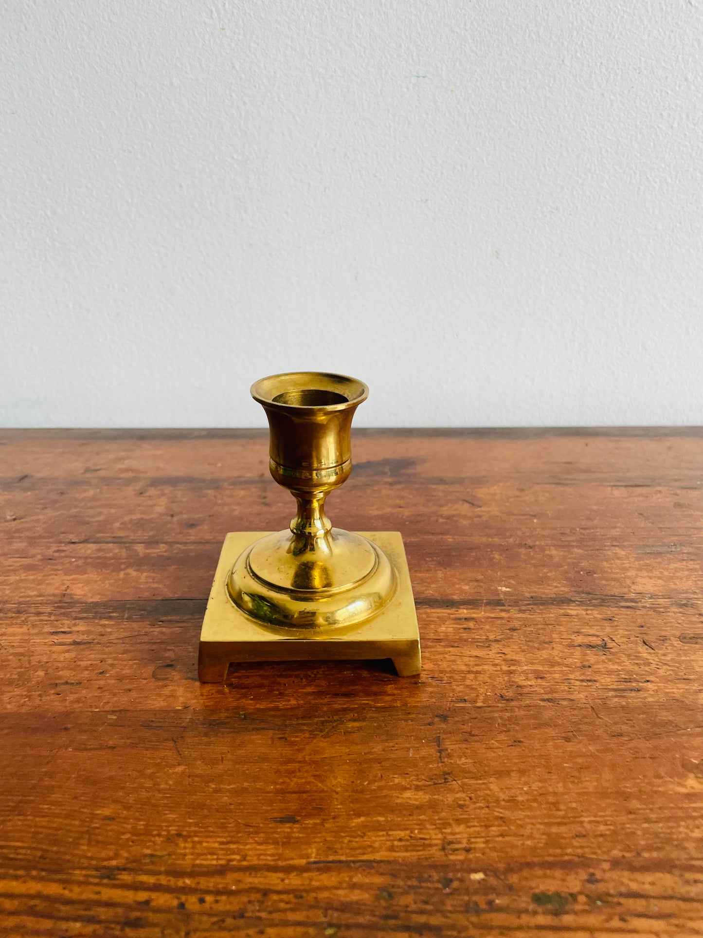 Solid Brass Square Base Candlestick Holder