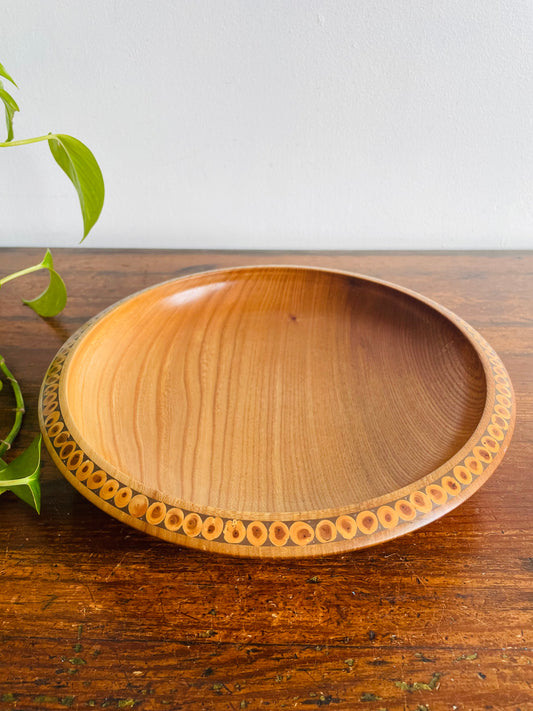 Red Elm & Yew Wood Inlay Bowl by Artist Kjell Orrling