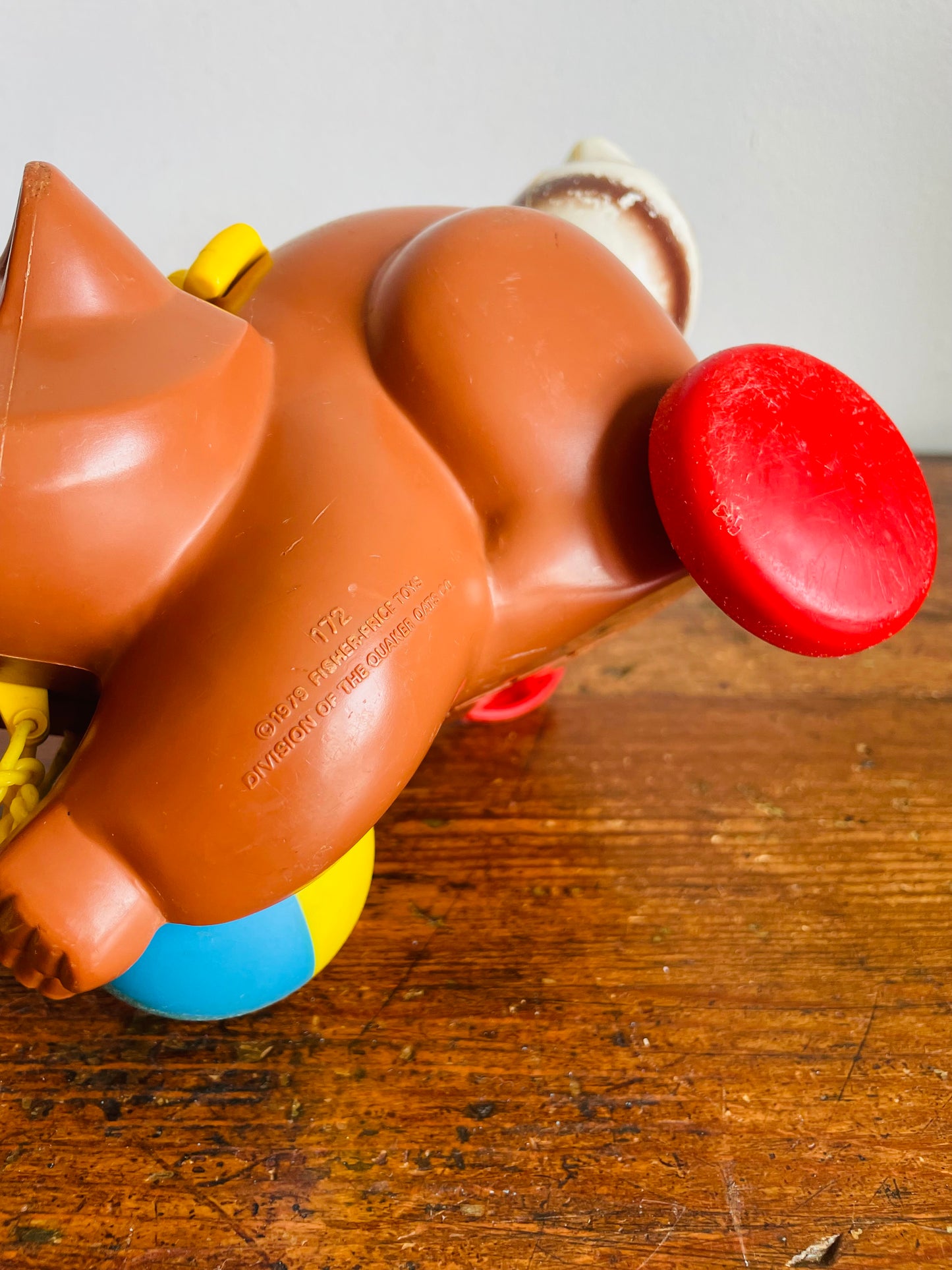 Vintage 1979 Fisher Price #172 Roly Raccoon Pull Toy