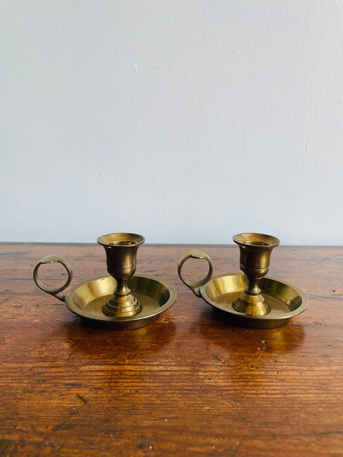 Solid Brass Chamberstick Candle Holders - Set of 2 - Made in India