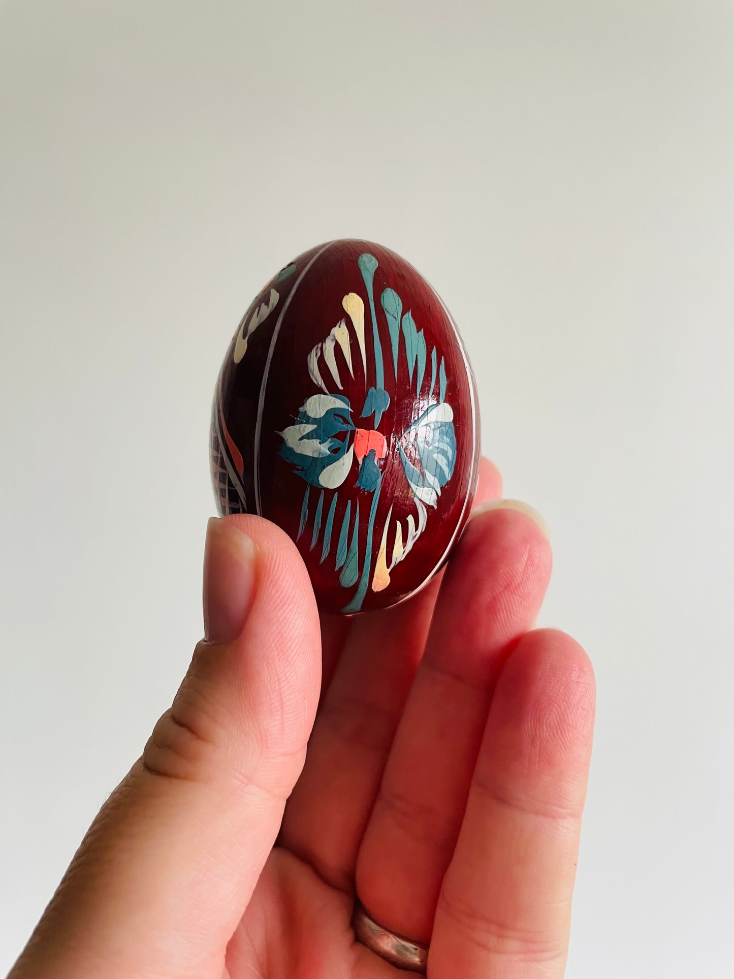 Hand Painted Wood Eggs with Various Designs - Set of 4