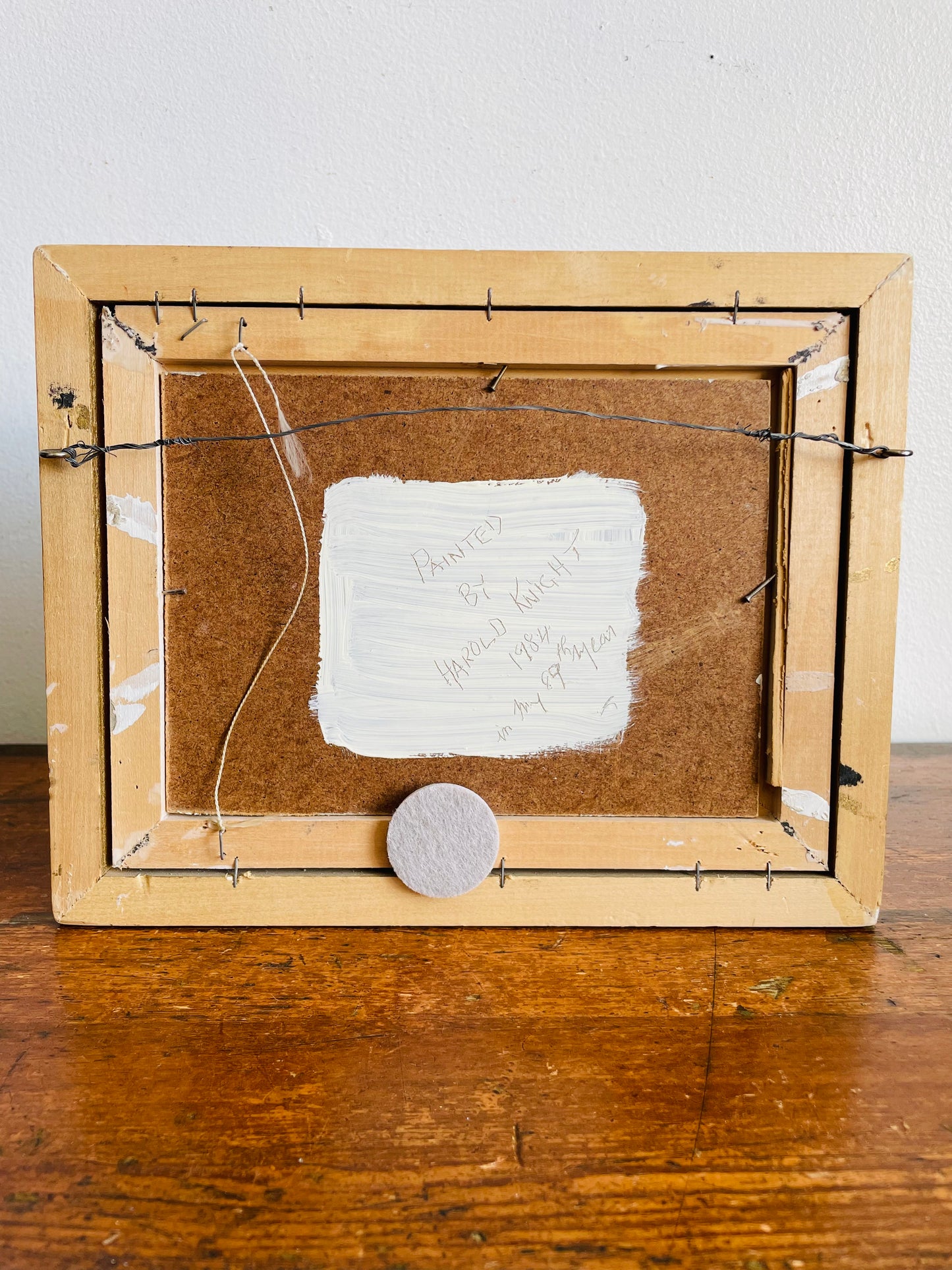 Vintage 1984 Original Art Painting of Child Pulling Sled with Chopped Wood Through Snow - "Painted by Harold Knight in my 89th Year"