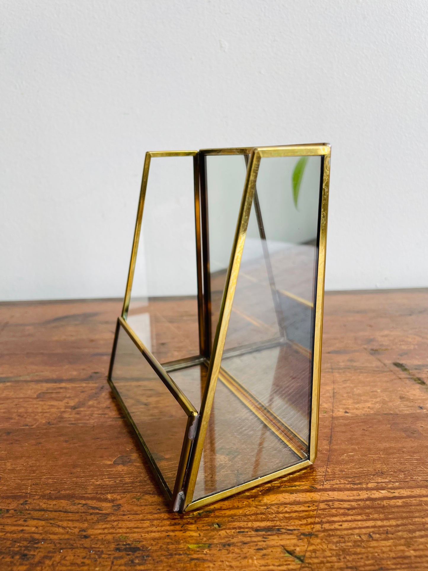 Brass Mirrored Box Holder - Great for Business Cards, Air Plants, Letters, Etc. - Made in Canada