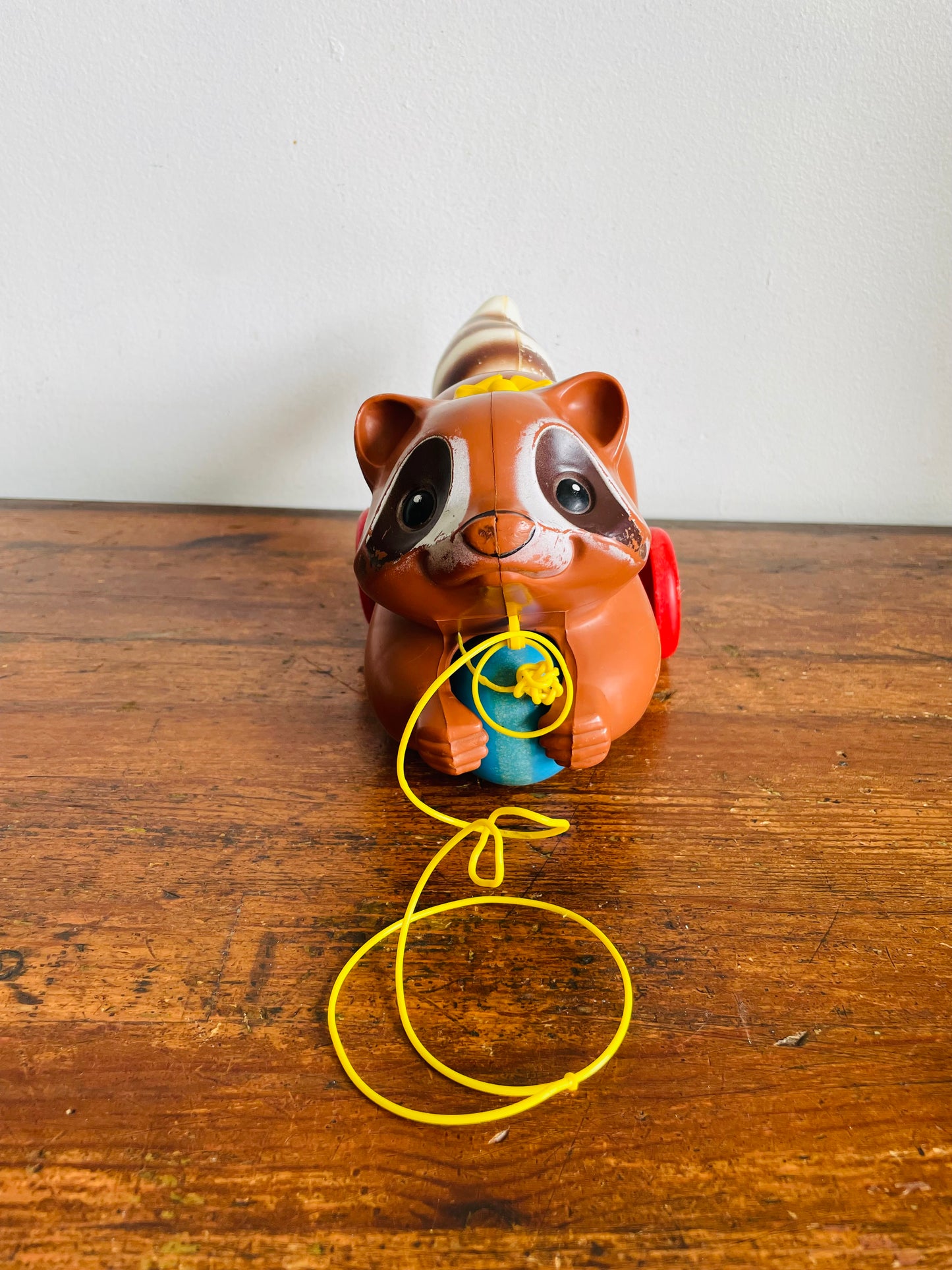 Vintage 1979 Fisher Price #172 Roly Raccoon Pull Toy