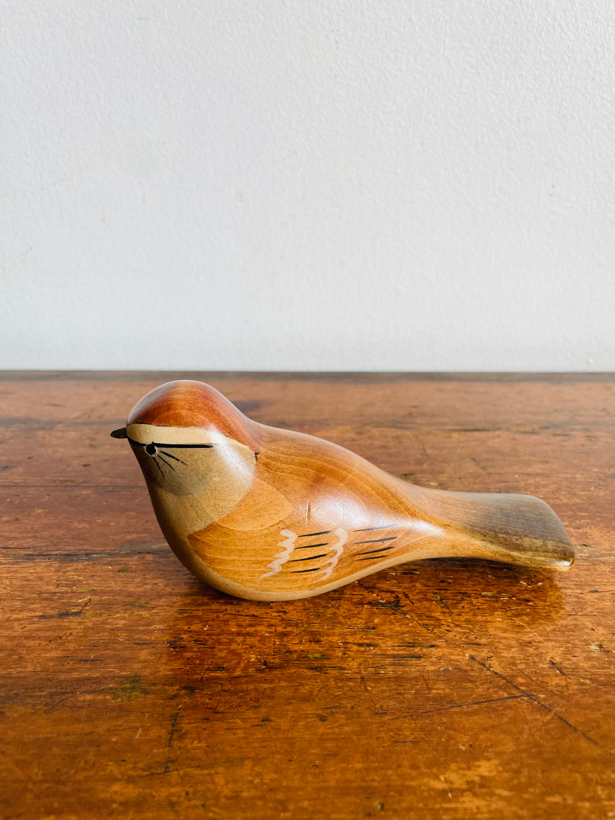 Vintage 1992 Hand-Painted Wood Chipping Sparrow Bird - Artist Signed - Jim Harkness - Stayner, Ontario