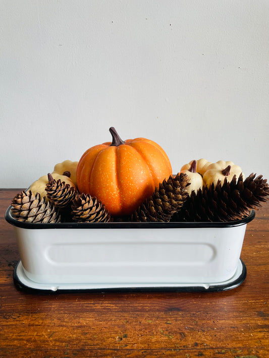 Vintage White with Black Trim GSW Opal Enamelware Refrigerator Box with Lid - Made in Canada by General Steel Wares Limited