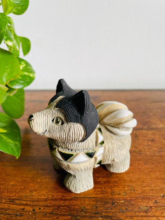 Vintage Artesania Rinconada Uruguay Pottery Husky Dog Figurine #108
