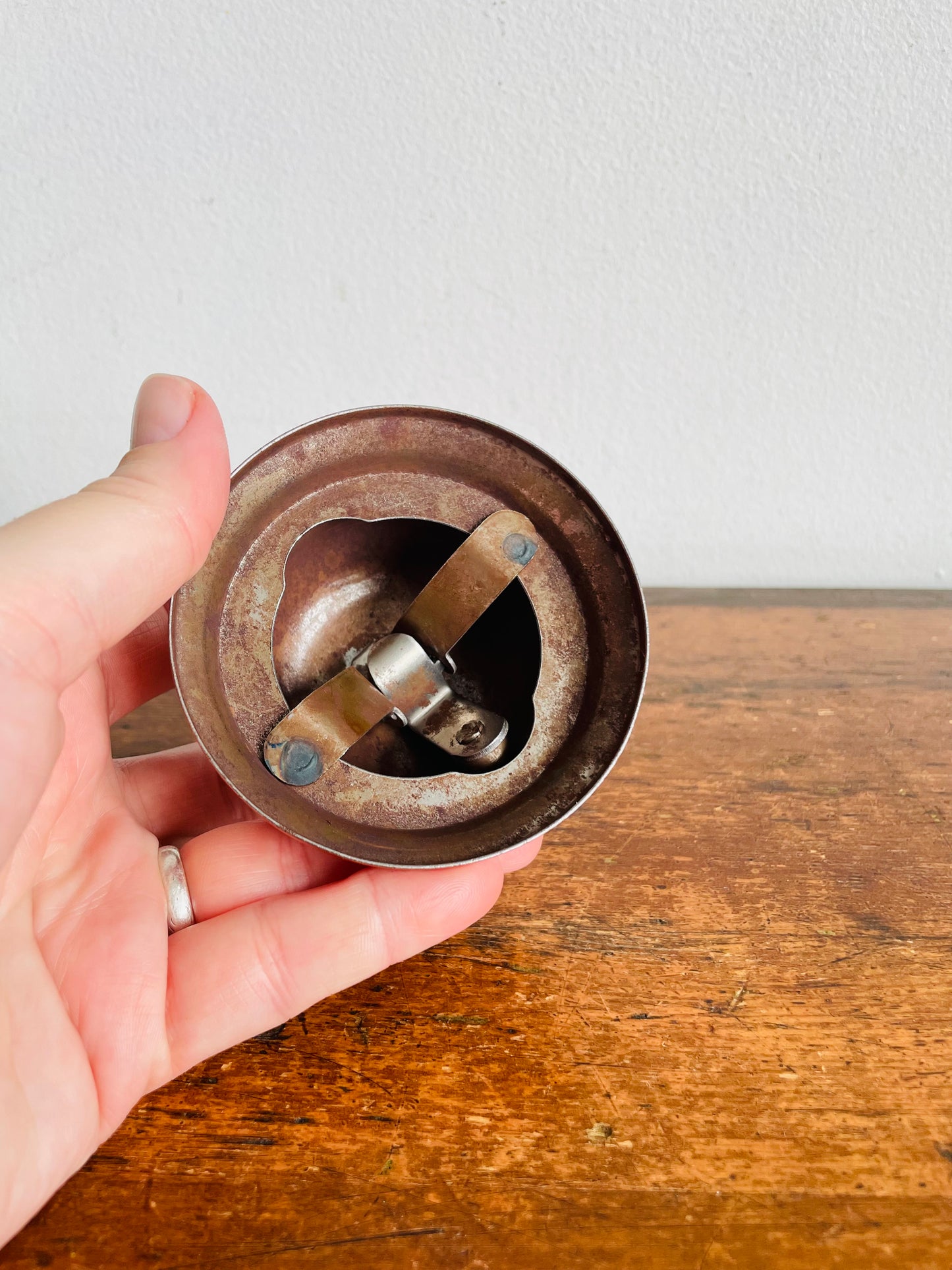 Vintage MCM Orange Metal Ring for Service Counter Bell - Works!