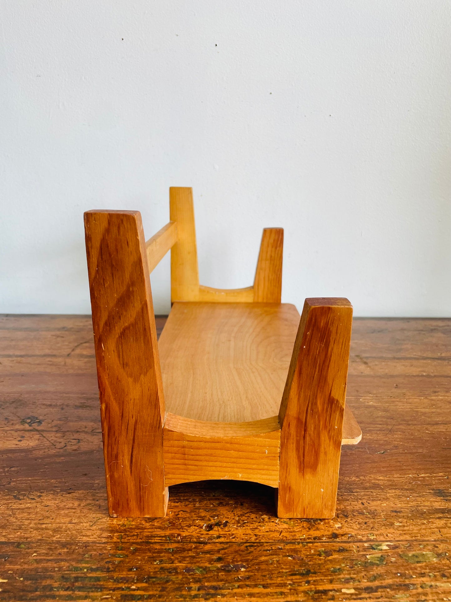 Vintage Wood Desktop / Tabletop Book Holder Trough or Cookbook Shelf