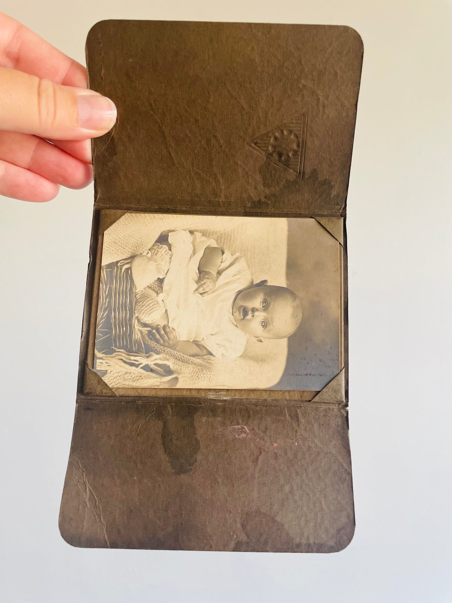 Antique Portrait Picture of Baby in Cardboard Folder