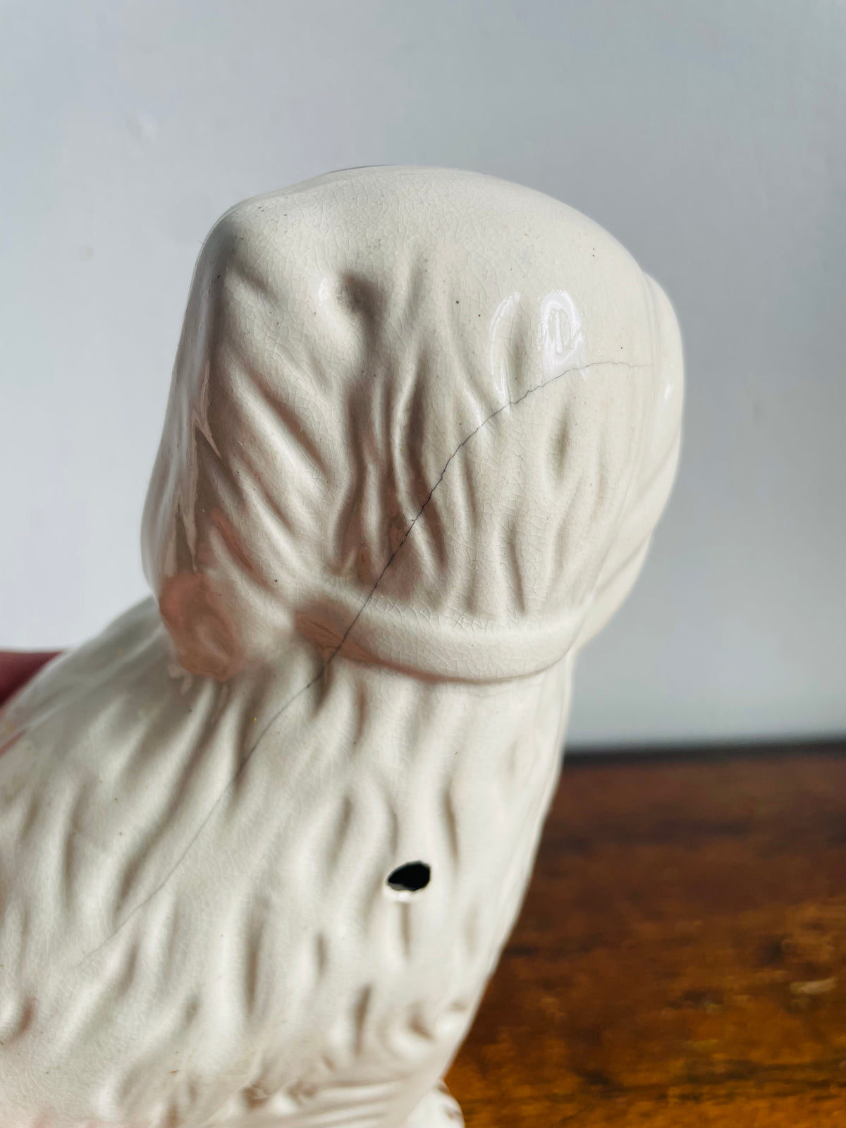 Vintage Staffordshire Fireplace Mantle Dogs - White Spaniel Statue Figurines - Set of 2 - Please Read