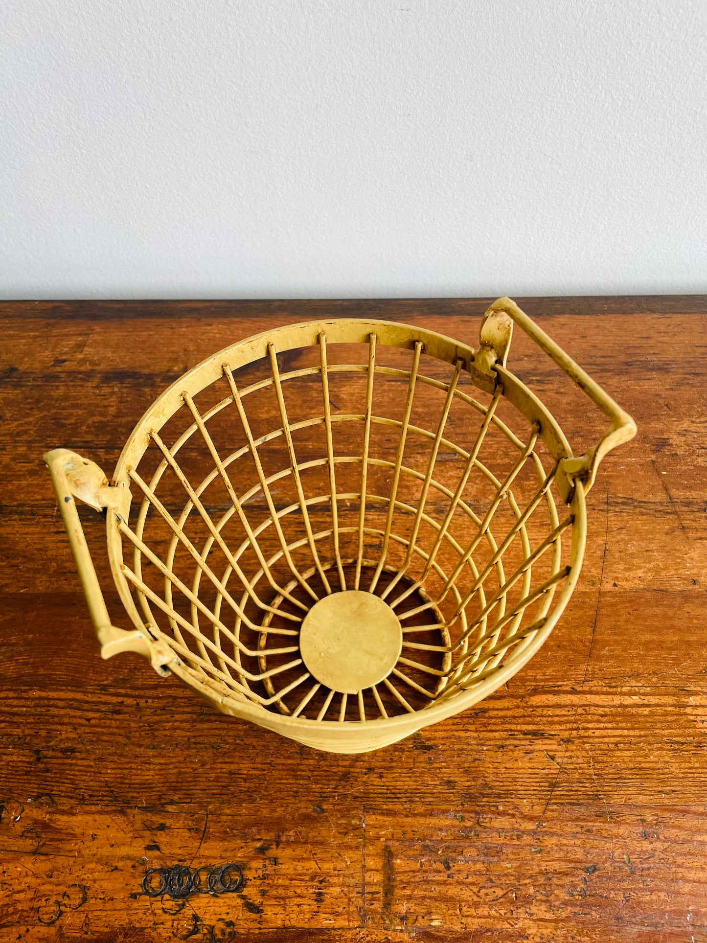 Yellow Metal Driving Range Golf Ball Basket - Great for Kitchen Utensil Storage!