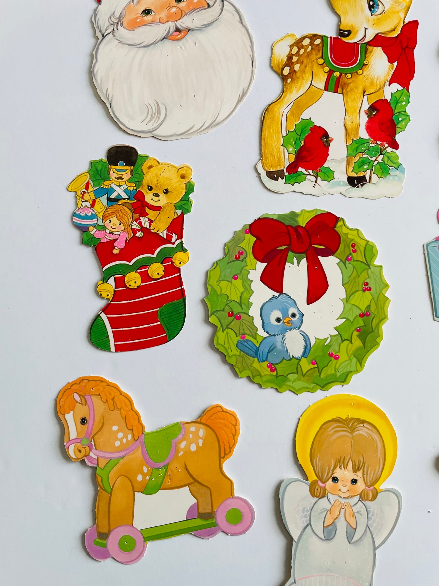 Vintage Collection of Small Christmas Cardboard Cutouts - Set of 12 - Eureka Christmas Punch-Outs