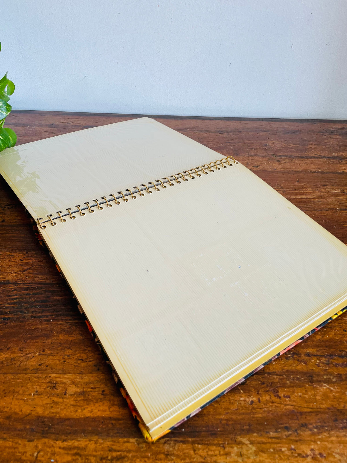 Vintage Groovy Floral Photo Album Scrapbook With Brown, Orange & Yellow Flower Design Fabric Cover