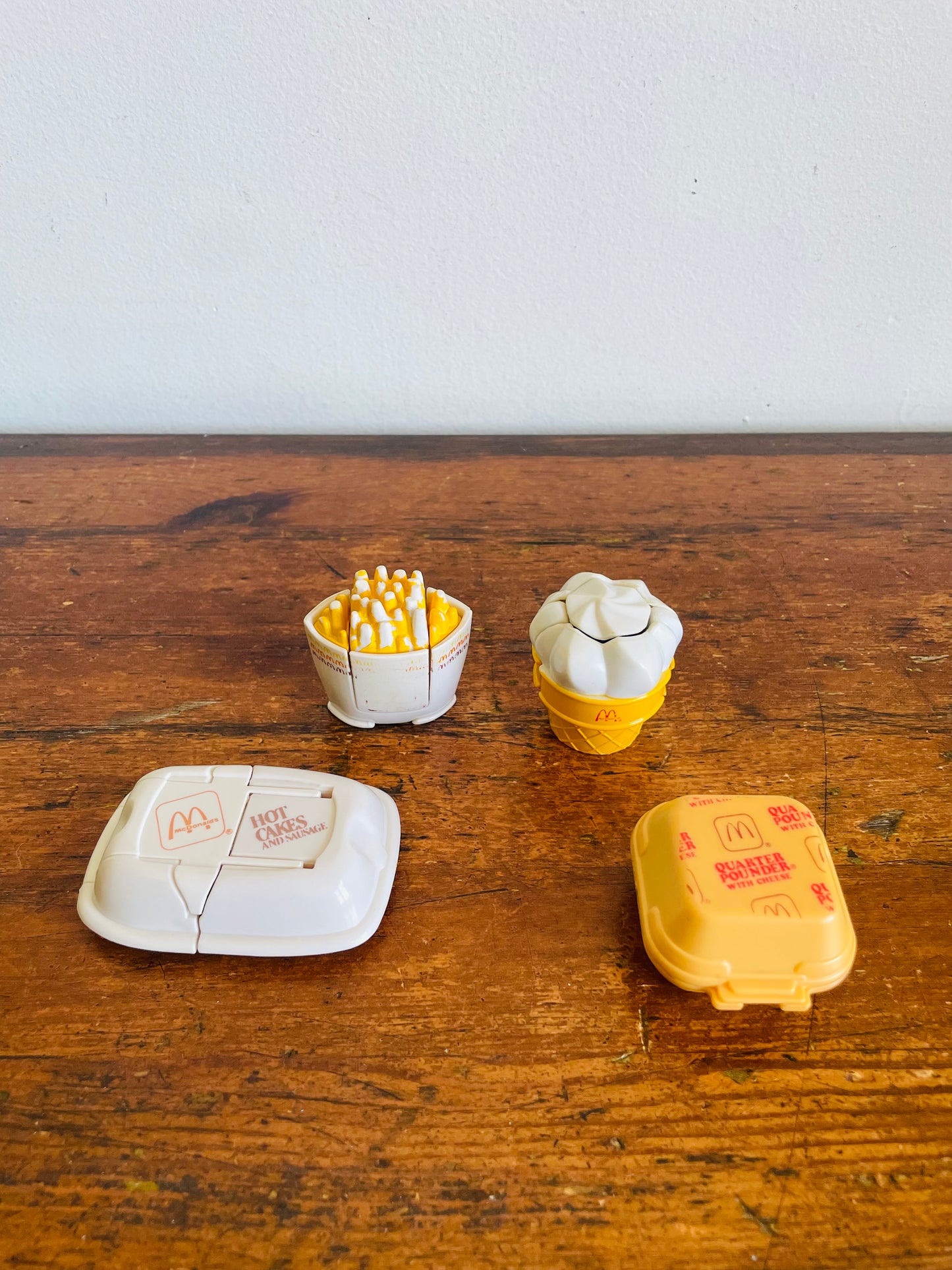 Vintage 1988 / 1990 McDonald's Happy Meal Toy Bundle - Changeables Transformers - Hot Cakes, Ice Cream, French Fries & Quarter Pounder with Cheese - Set of 4