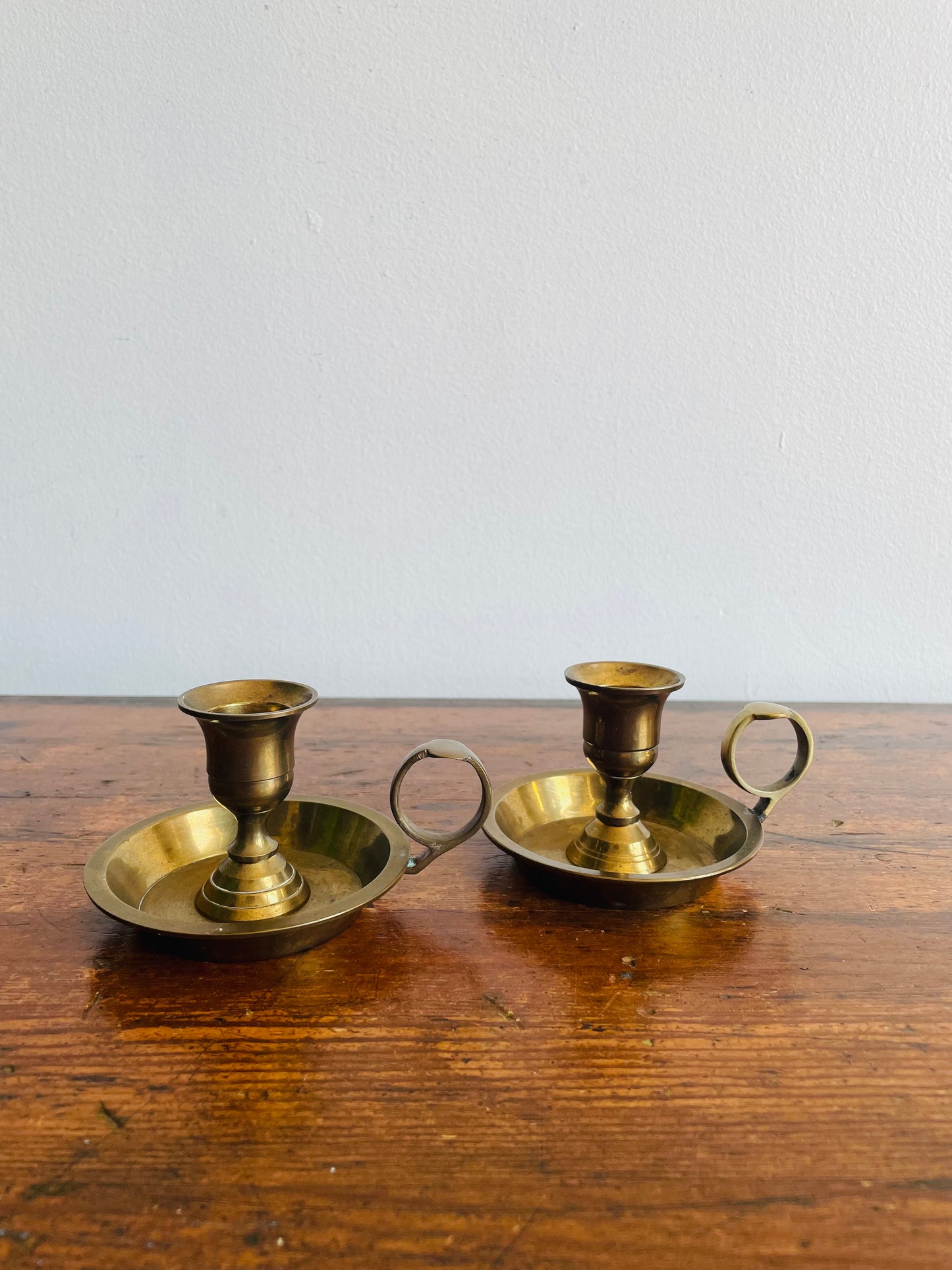 Solid Brass Chamberstick Candle Holders - Set of 2 - Made in India