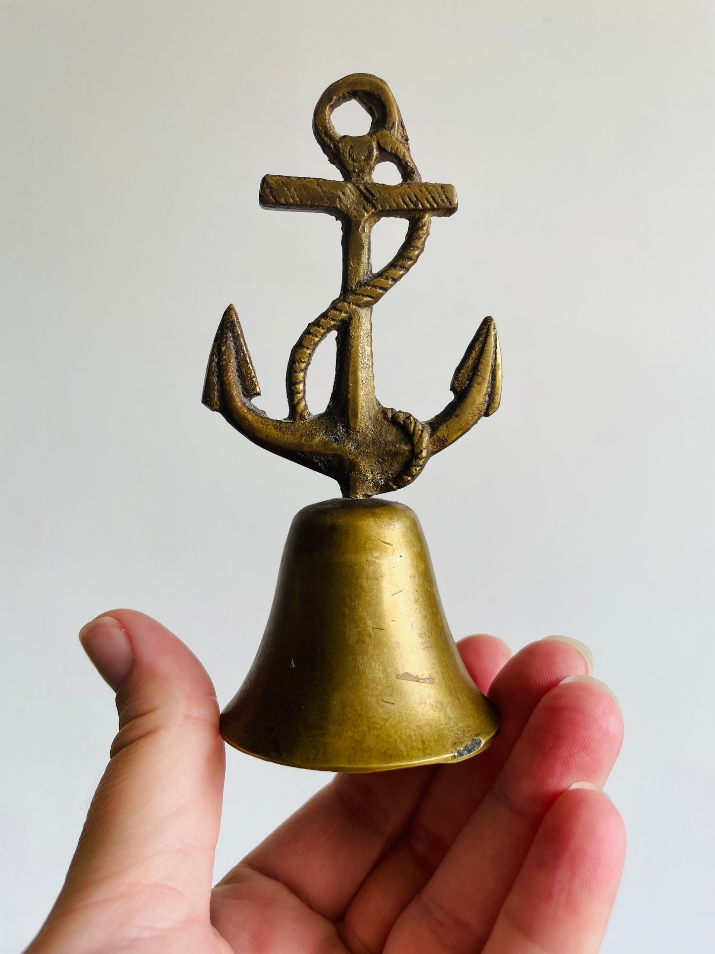 Solid Brass Nautical Bell with Ship Anchor Handle