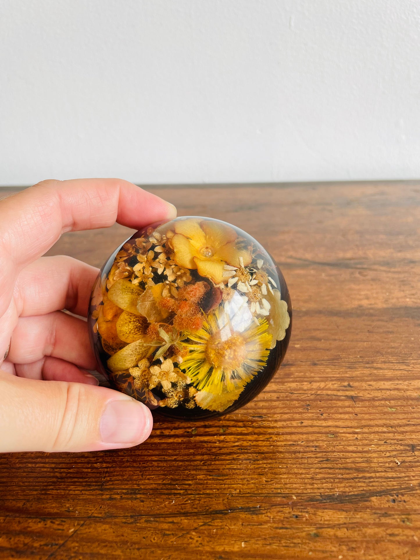 Preserved Dried Flowers Lucite Paperweight