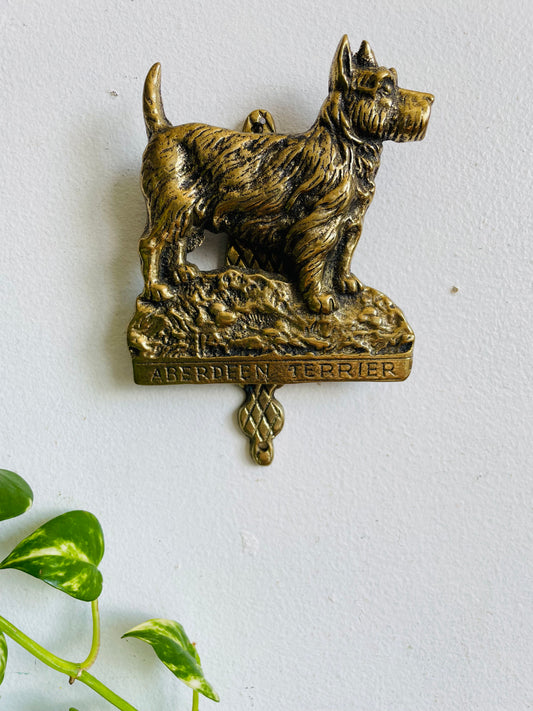 Vintage Solid Brass Aberdeen Scottish Terrier Door Knocker - Scottie Dog