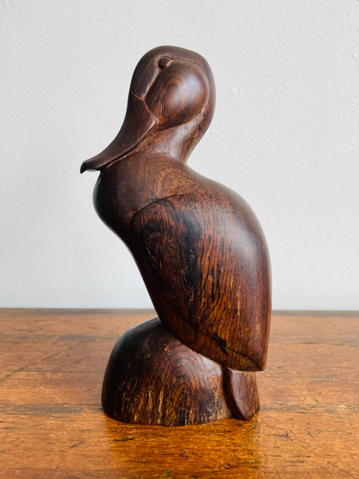 Vintage Hand-Carved Ironwood Duck Statue Figurine