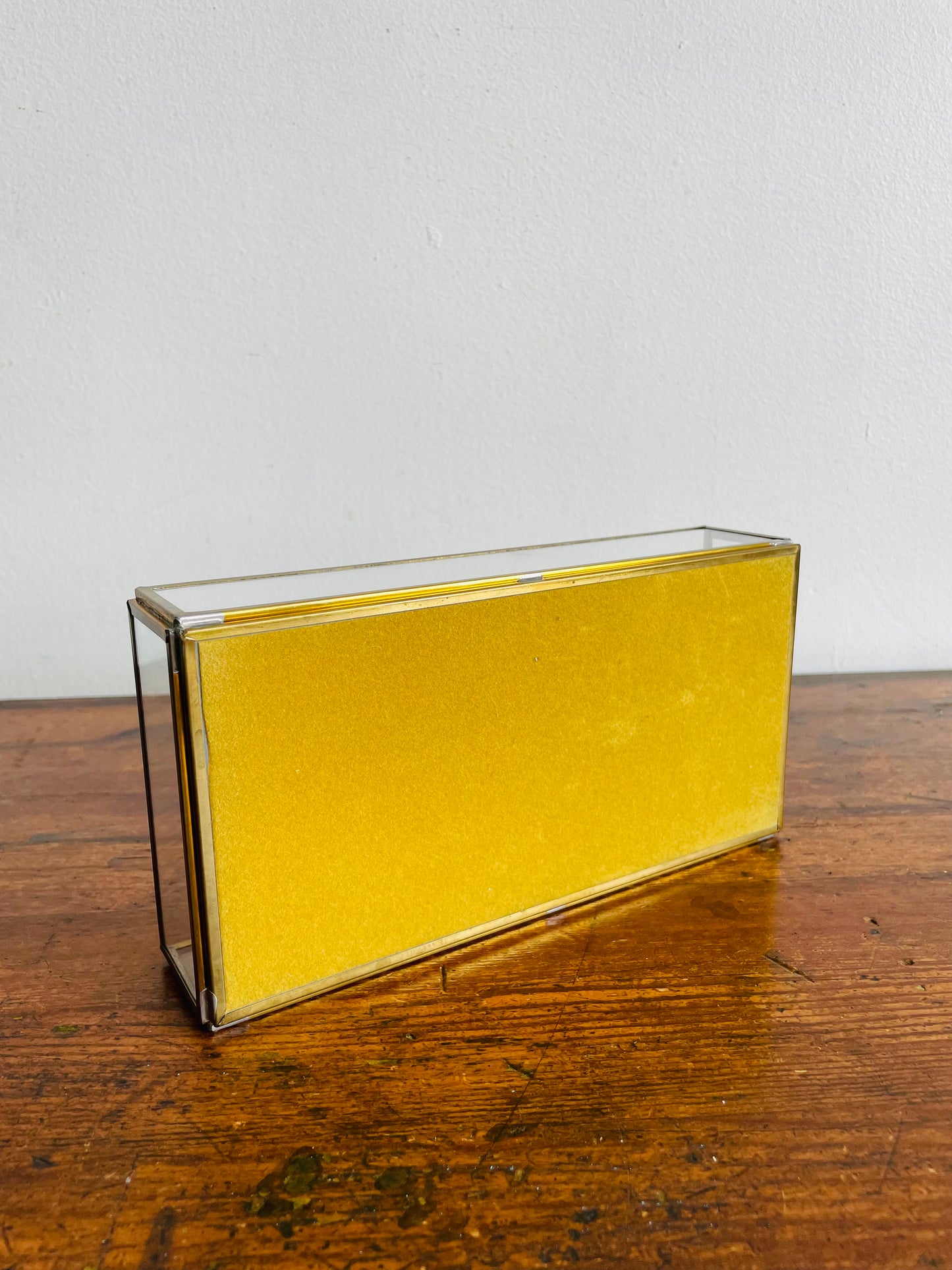 Brass Mirrored Box with Pen Holder - Great for Business Cards, Office Supplies, Etc.