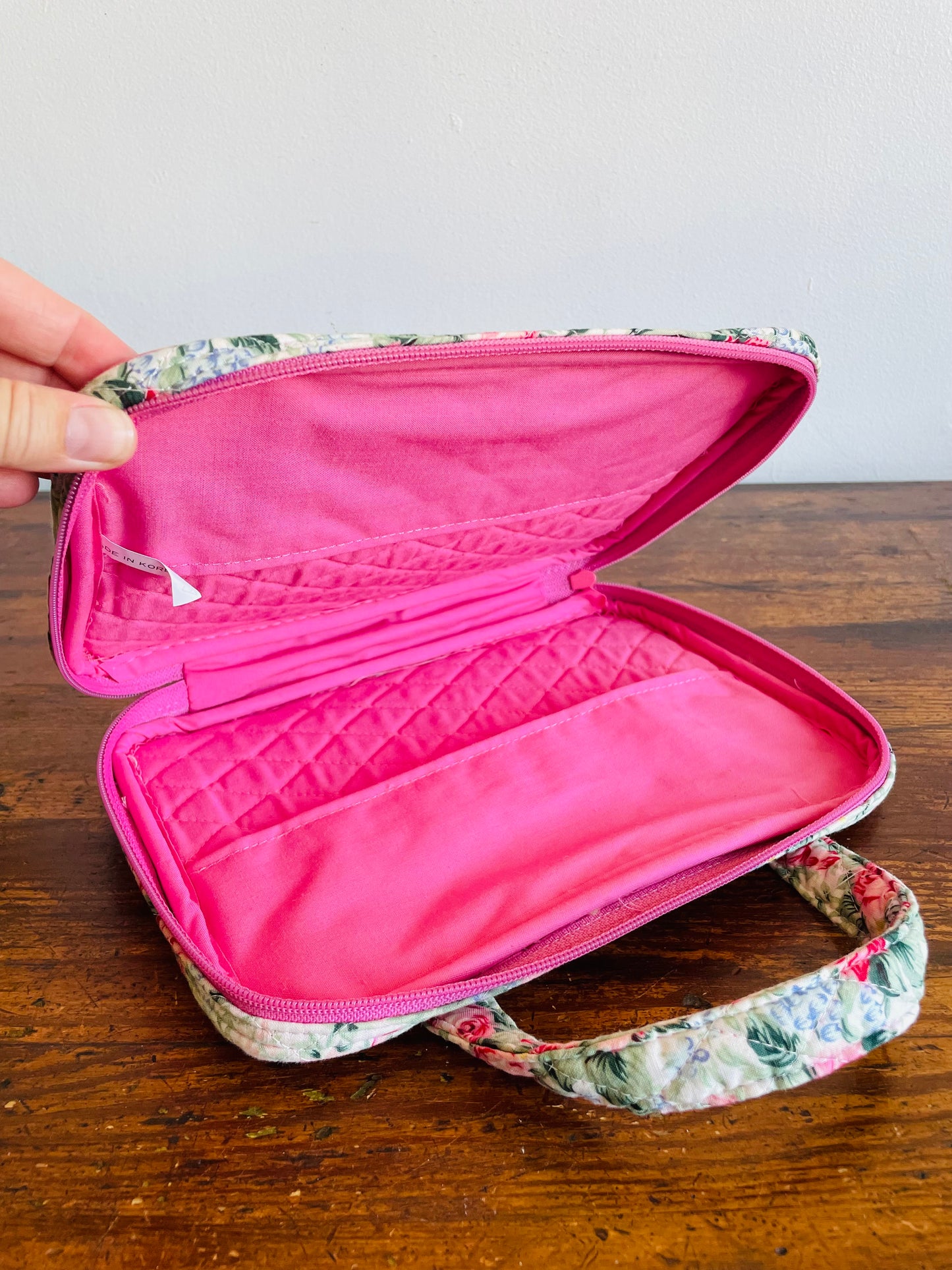 Quilted Floral Fabric Travel Case with Interior Compartments - Great for Jewellery, Makeup, Toiletries, Etc.!