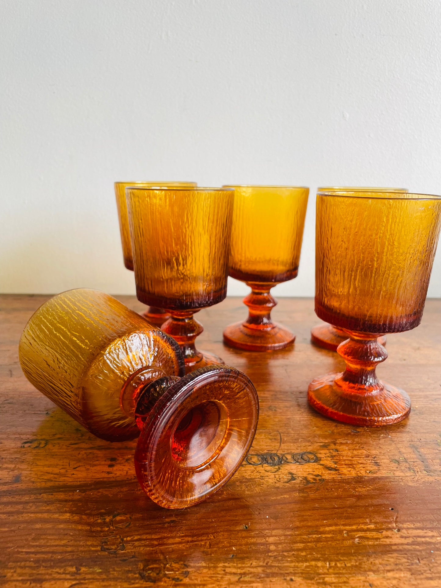 Ravenhead Siesta Amber Glass 5.5" Goblets - Set of 6