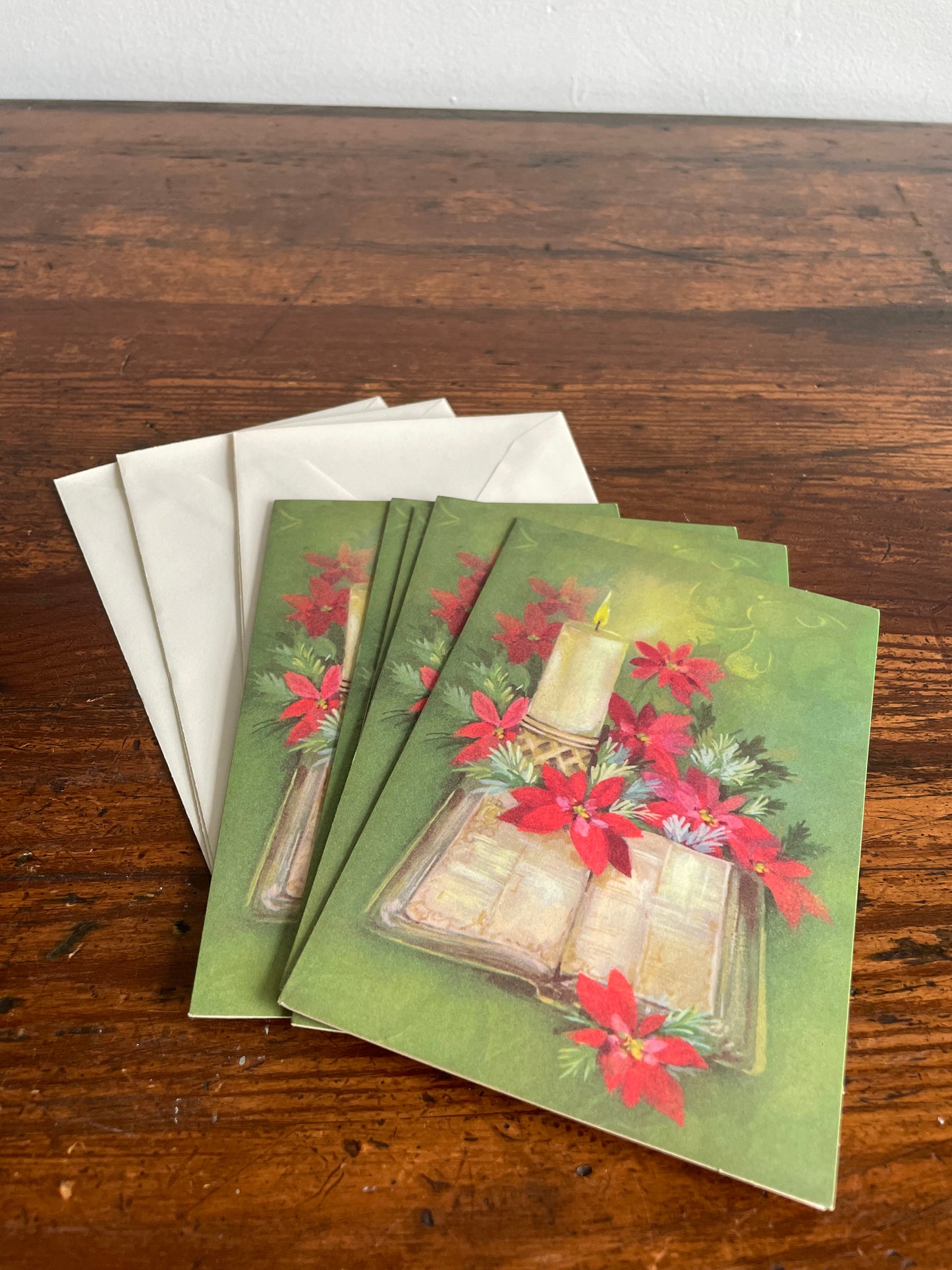 Hallmark Made in Toronto Christmas Greeting Cards with Poinsettia Flowers - Set of 5 with Envelopes