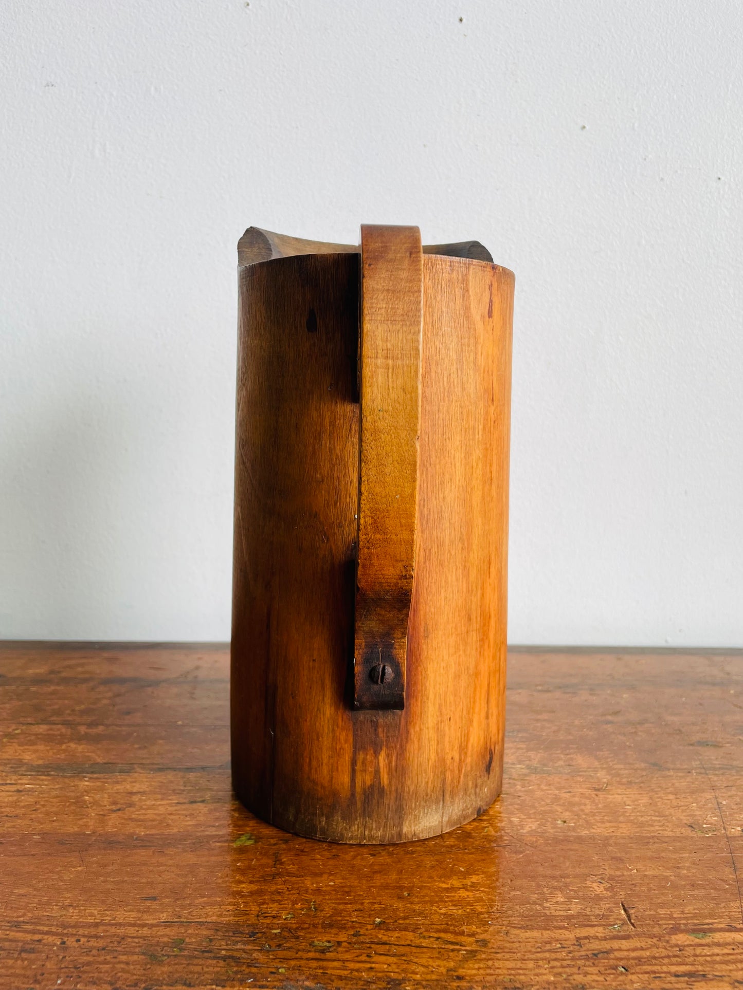 Vintage Wood Quart Treen Noggin Pitcher Water Jug with Handle - Newmarket, Ontario, Canada - Hollowed Out Tree Trunk