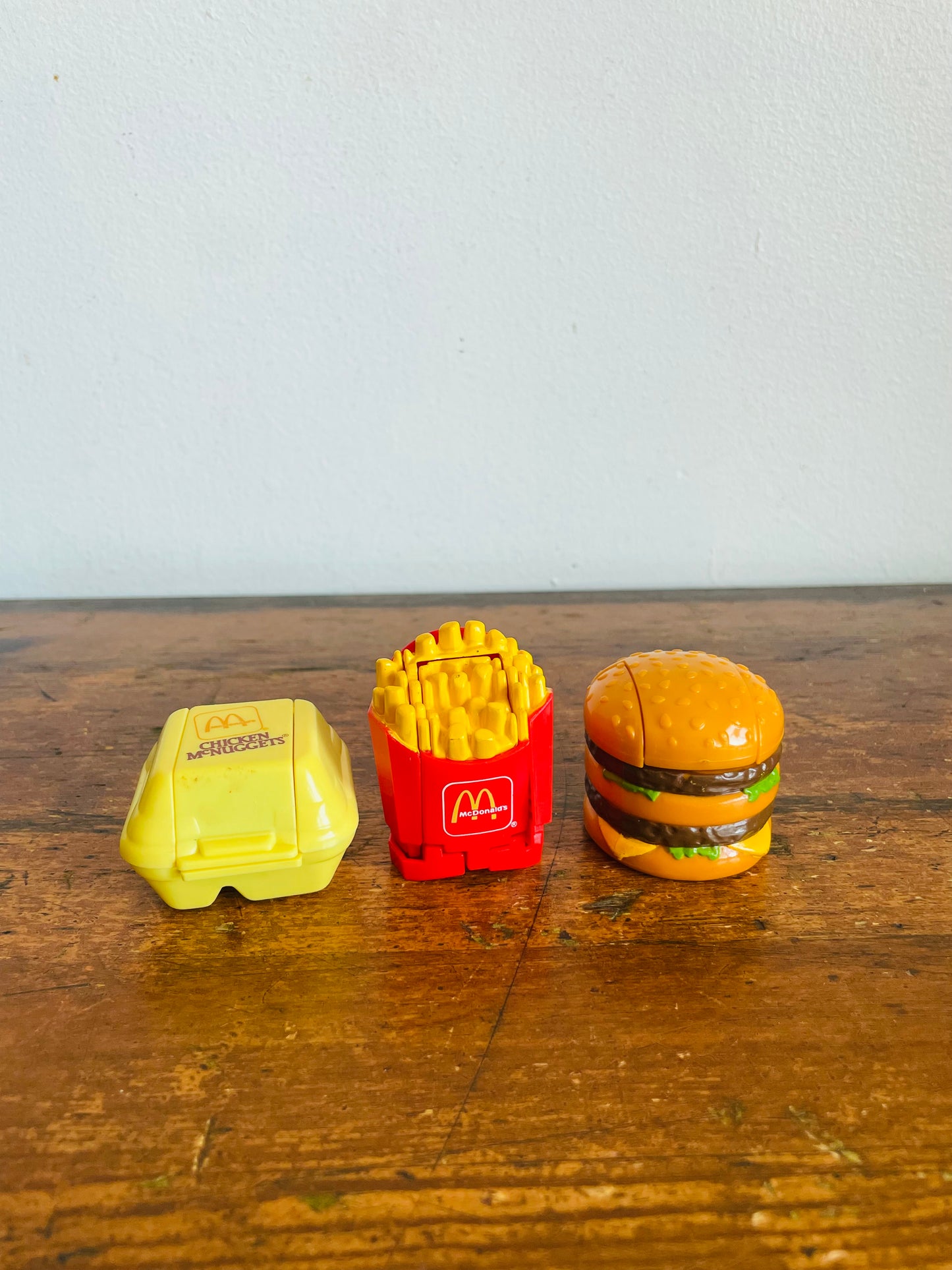 Vintage 1987 McDonald's Happy Meal Toy Bundle #2 - Changeables Transformers - Chicken McNuggets, French Fries & Big Mac - Set of 3