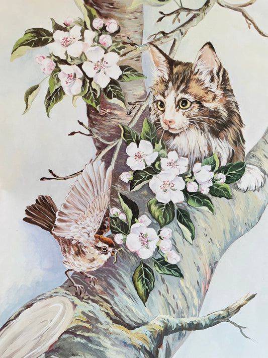 Friendly Cat Poster Print - Ready for Framing! Printed in Canada (1986)