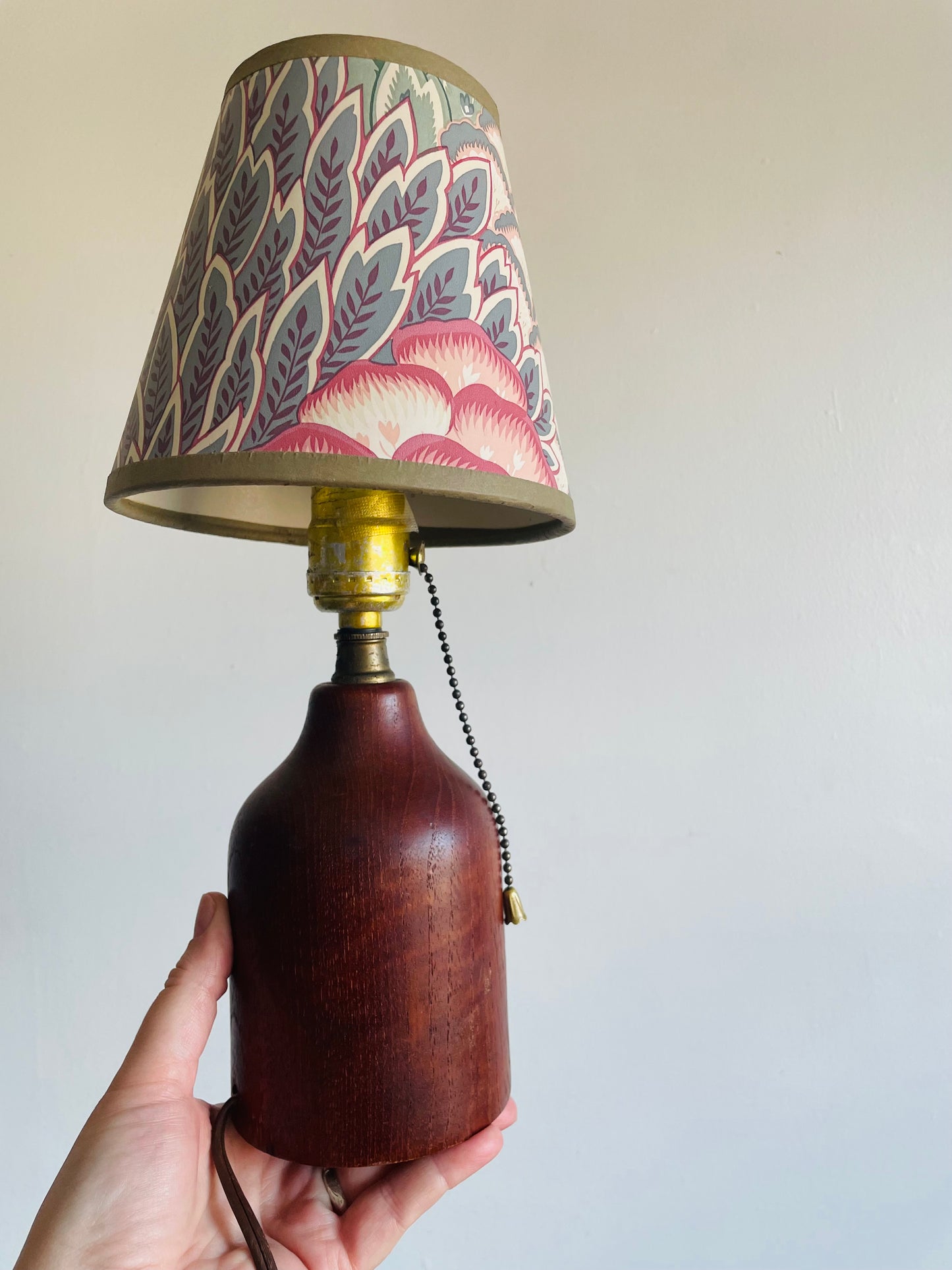 Small Mid-Century Modern Teak Wood Table Lamp