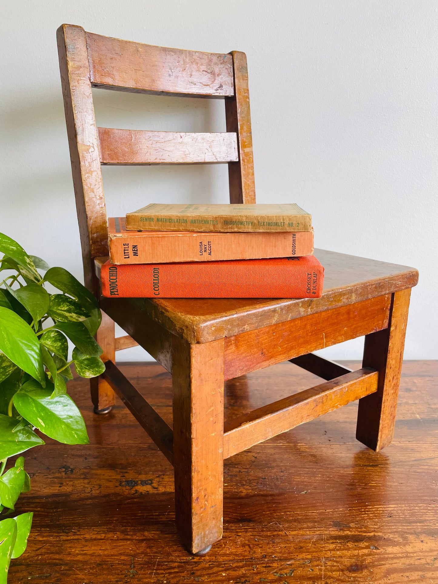 Child Sized Solid Wood School Desk Chair - Also Makes a Great Plant Stand or Porch Display Chair!