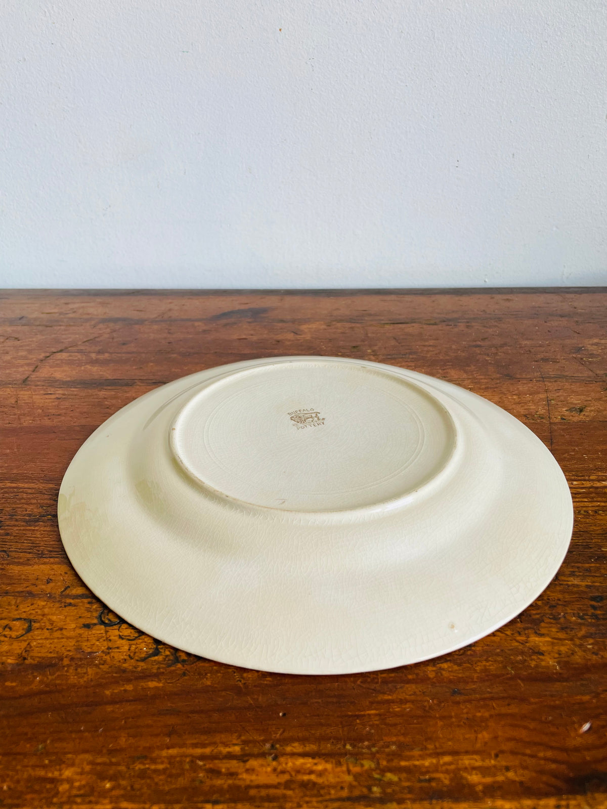 Antique Buffalo Pottery Plate with Caribou in Forest Nature Design - Includes Optional Plate Hanger