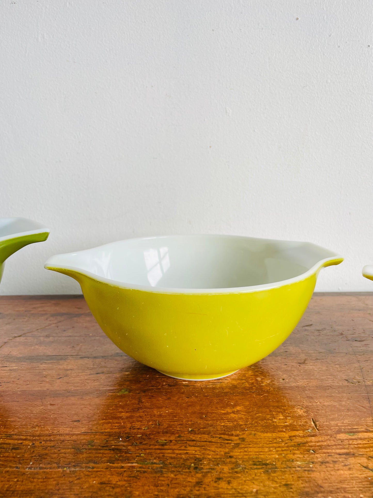Vintage Pyrex Verde Avocado Green Cinderella Nesting Bowls - Set of 3