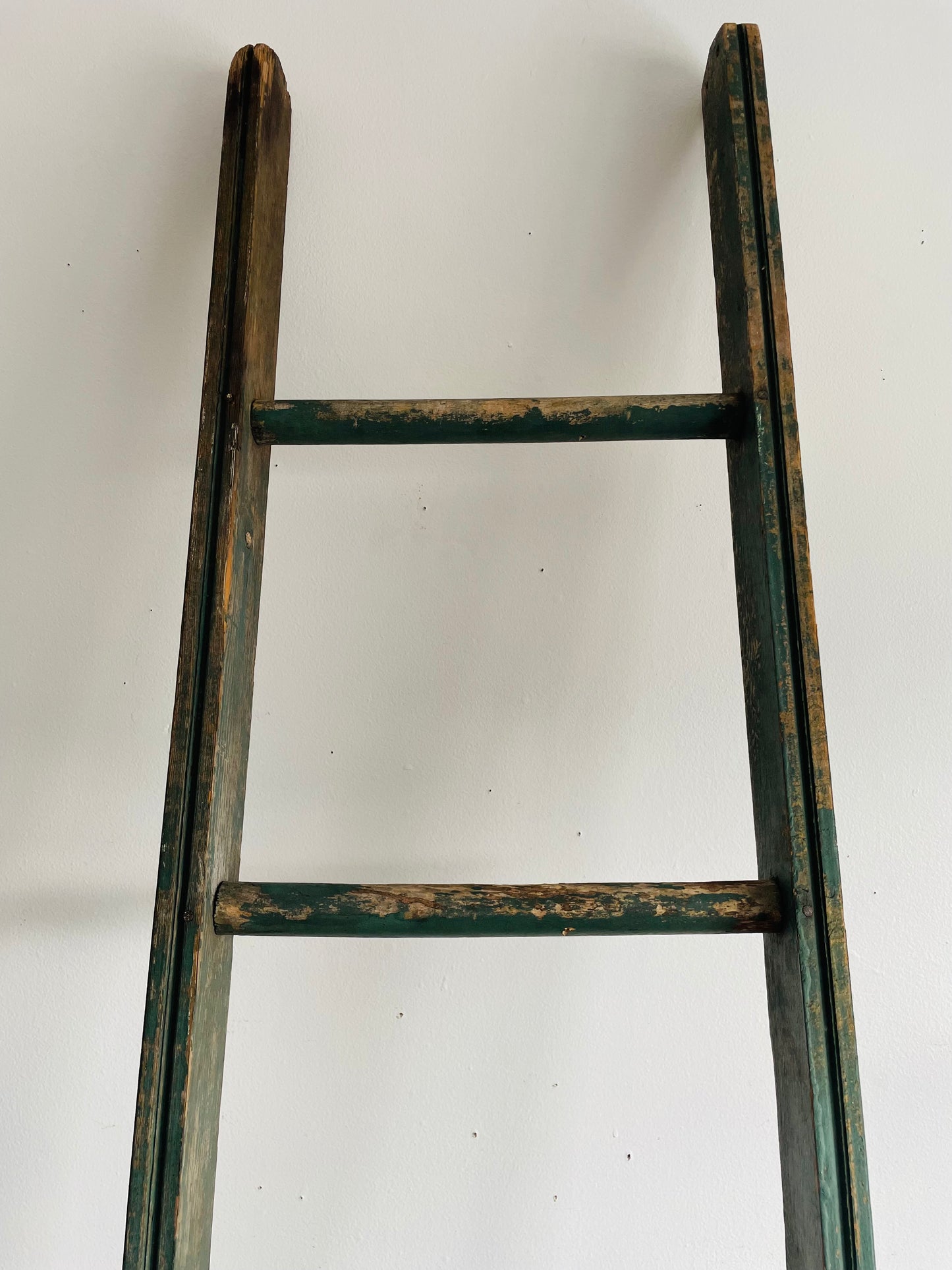 Vintage Rustic Green 5 Feet Tall Wood Barn Ladder - Originally Came from a Farm - Blanket Ladder, Porch Decor, Etc.