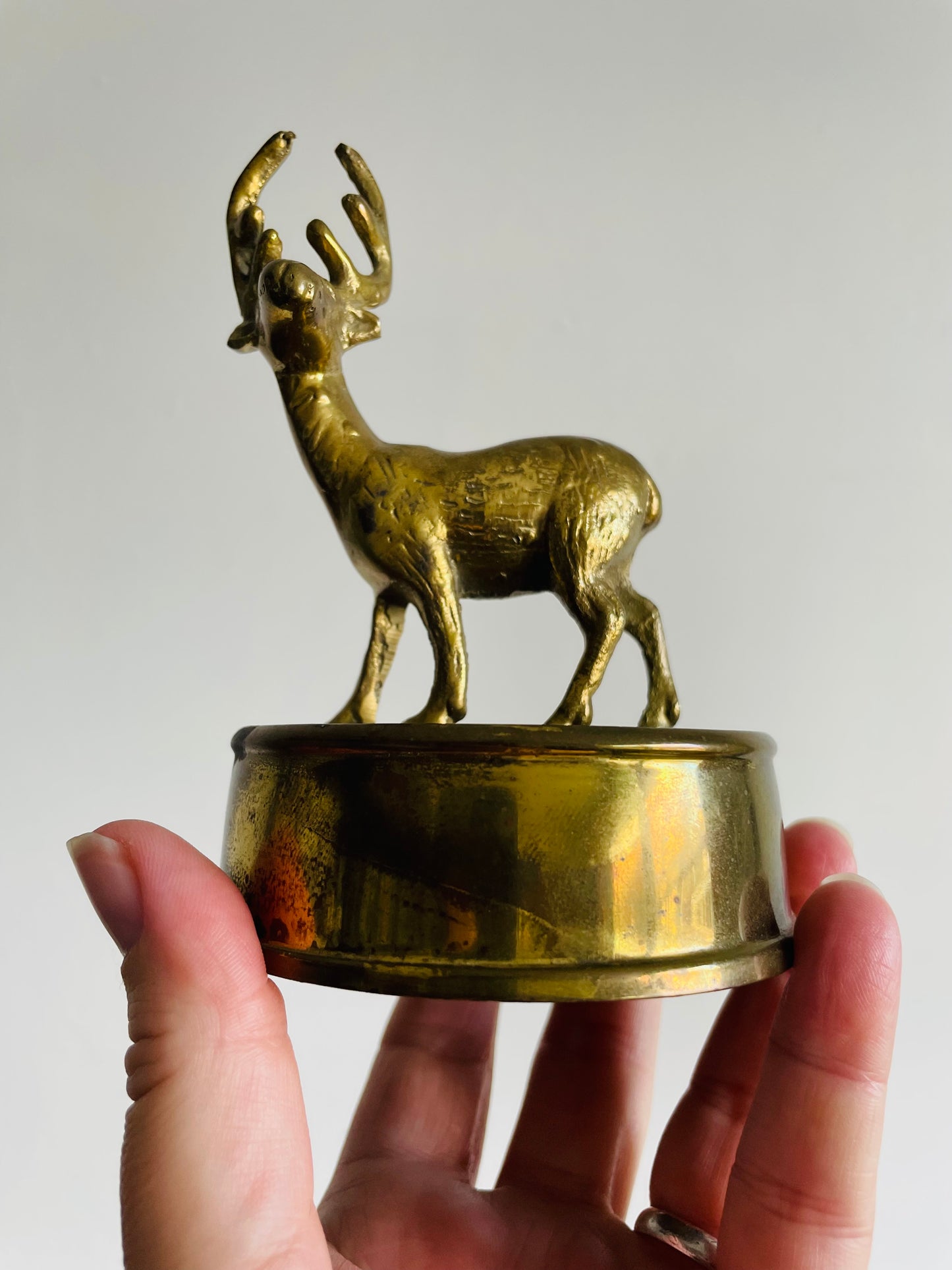 Solid Brass Reindeer on Pedestal