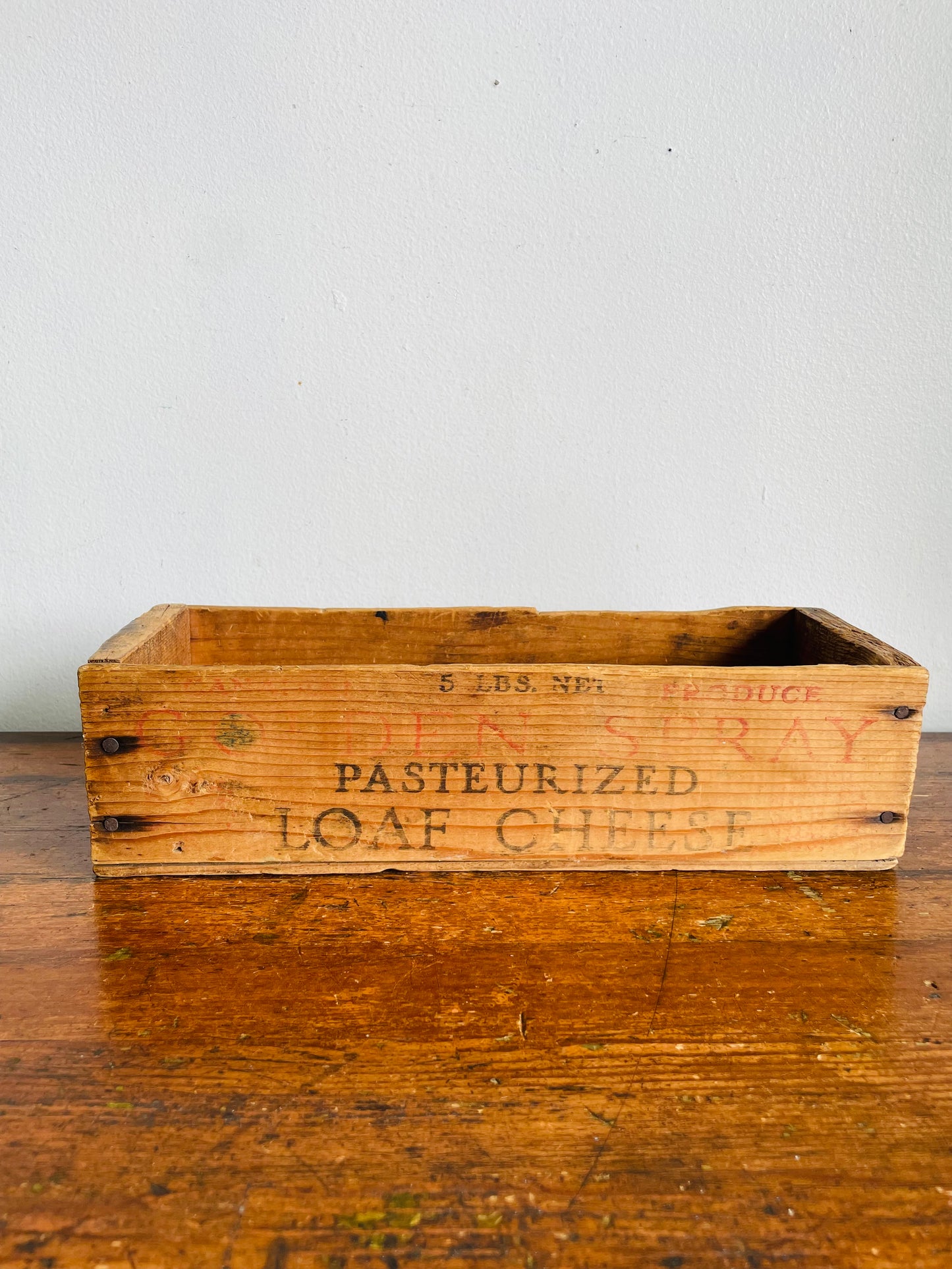 Vintage Wood Cheese Box - Golden Spray Canadian Produce - Pasteurized Loaf Cheese - National Grocers Co. Toronto