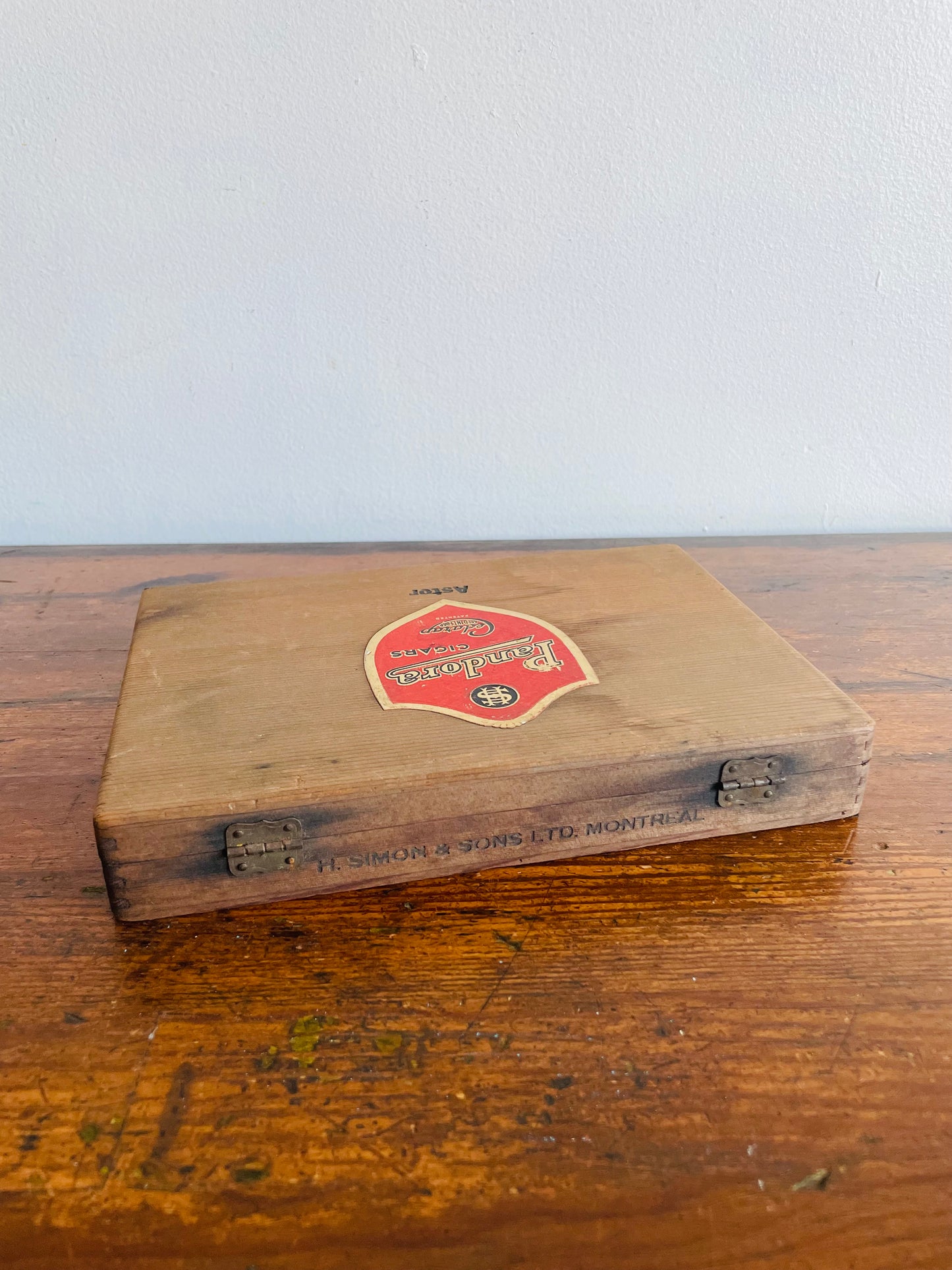 Pandora Cigars Wood Cigar Box with Latch Lid - Astor H. Simon & Sons Limited