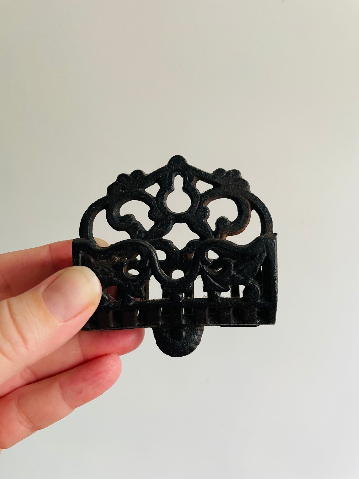 Wall Mount Black Cast Iron Match Holder