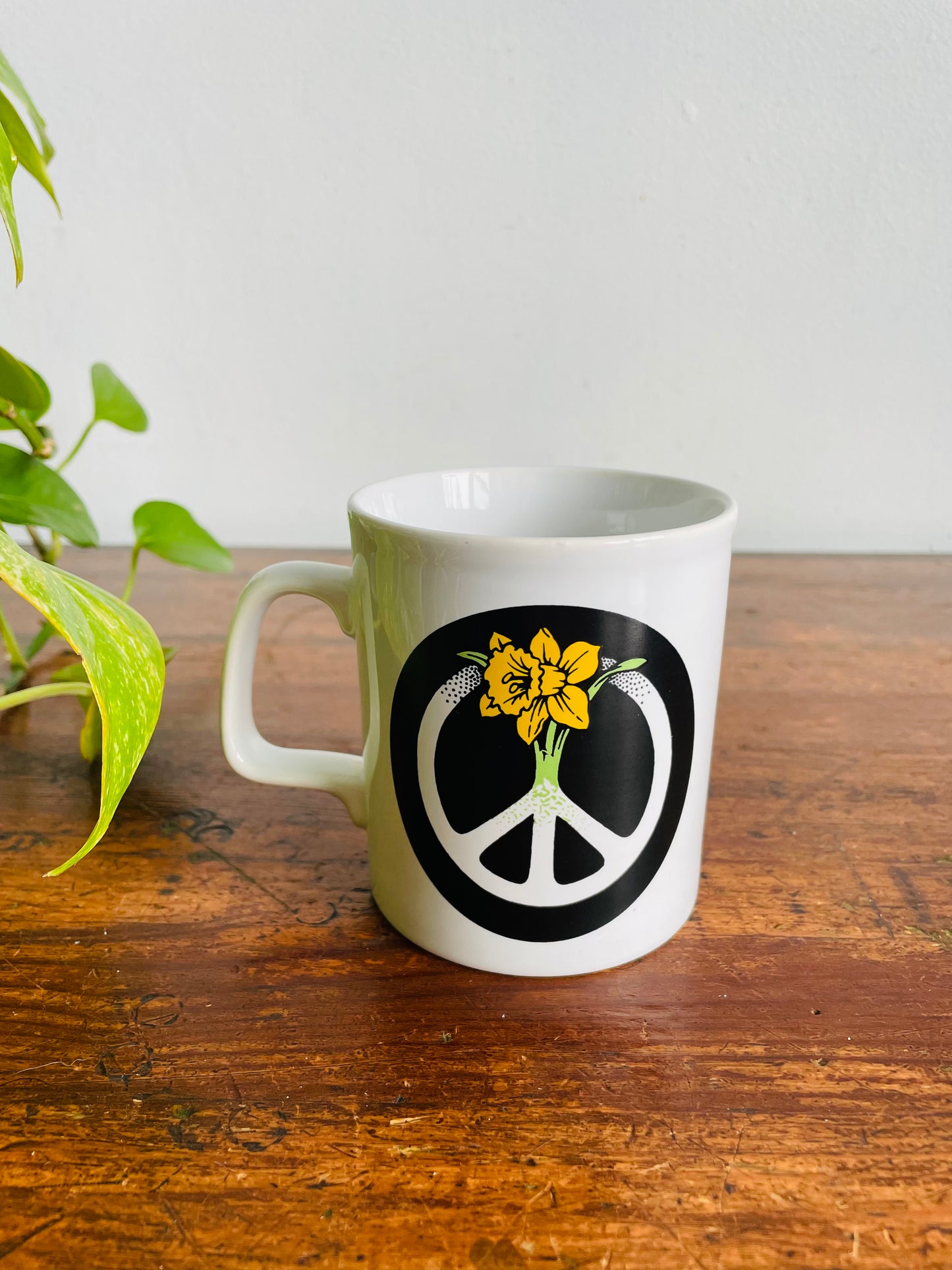 Vintage Kilncraft Peace Sign & Daffodil Flower Mug - Staffordshire England