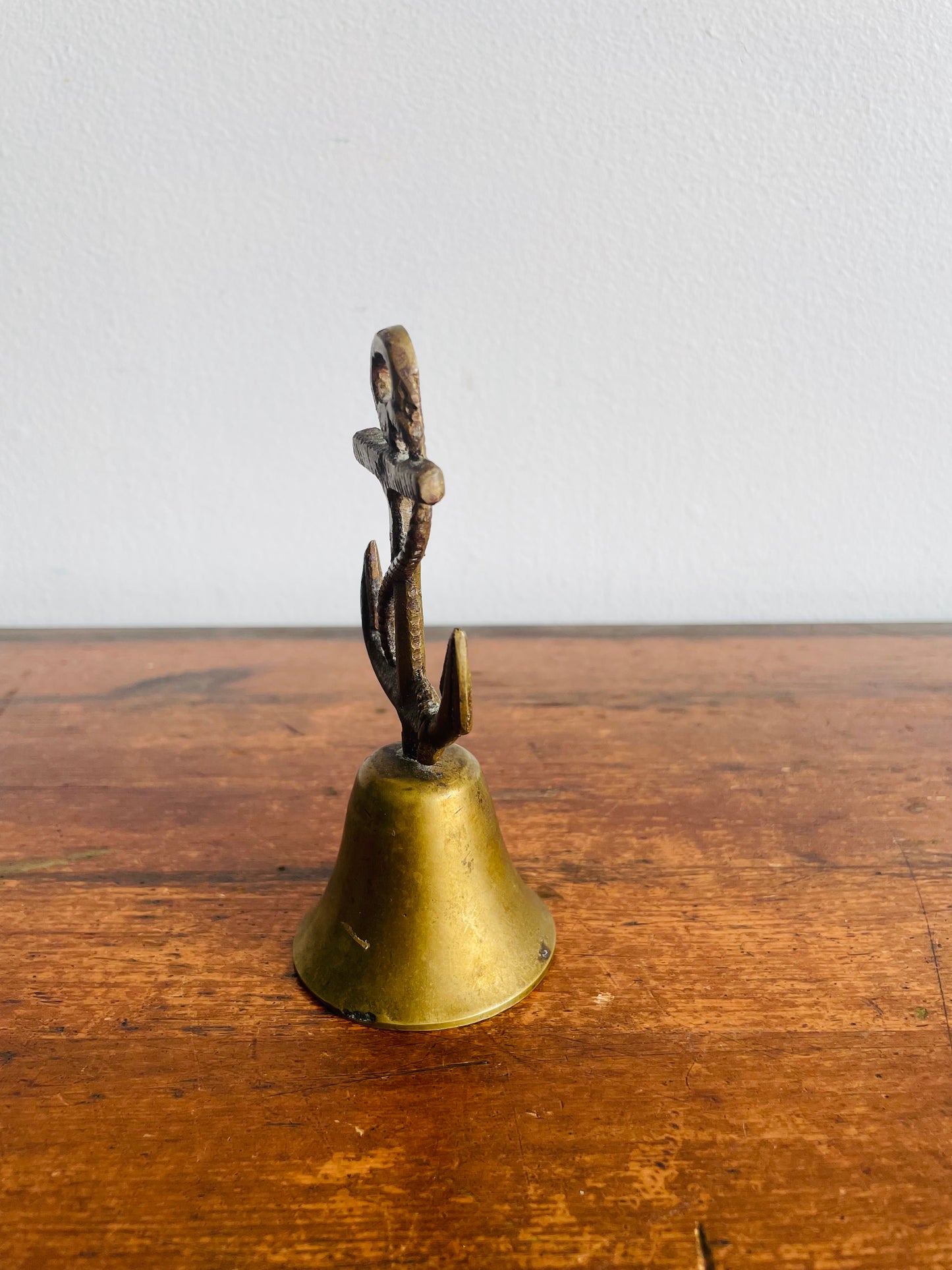 Solid Brass Nautical Bell with Ship Anchor Handle