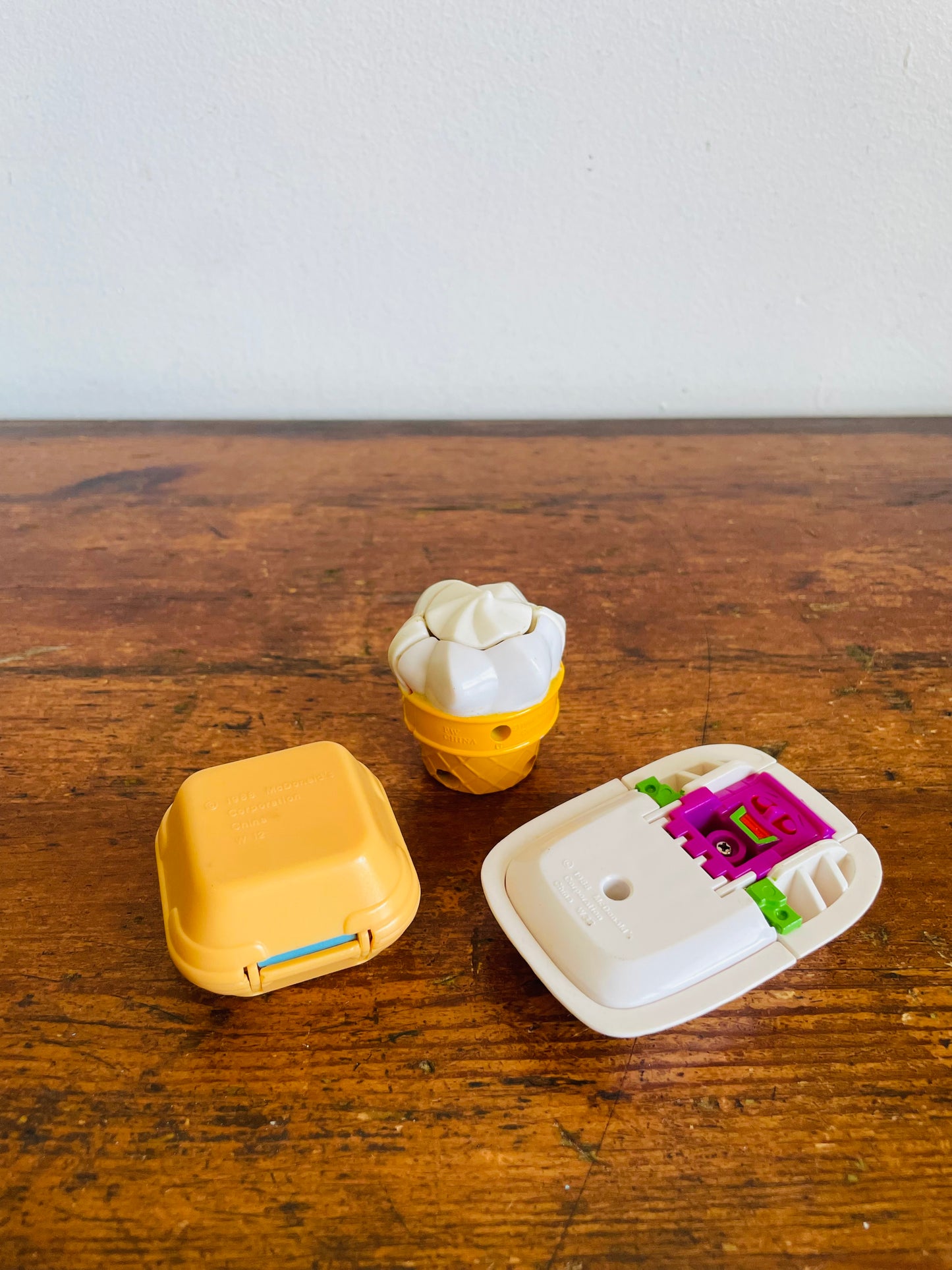 Vintage 1988 McDonald's Happy Meal Toy Bundle - Changeables Transformers - Hot Cakes & Sausage, Ice Cream & Quarter Pounder with Cheese - Set of 3