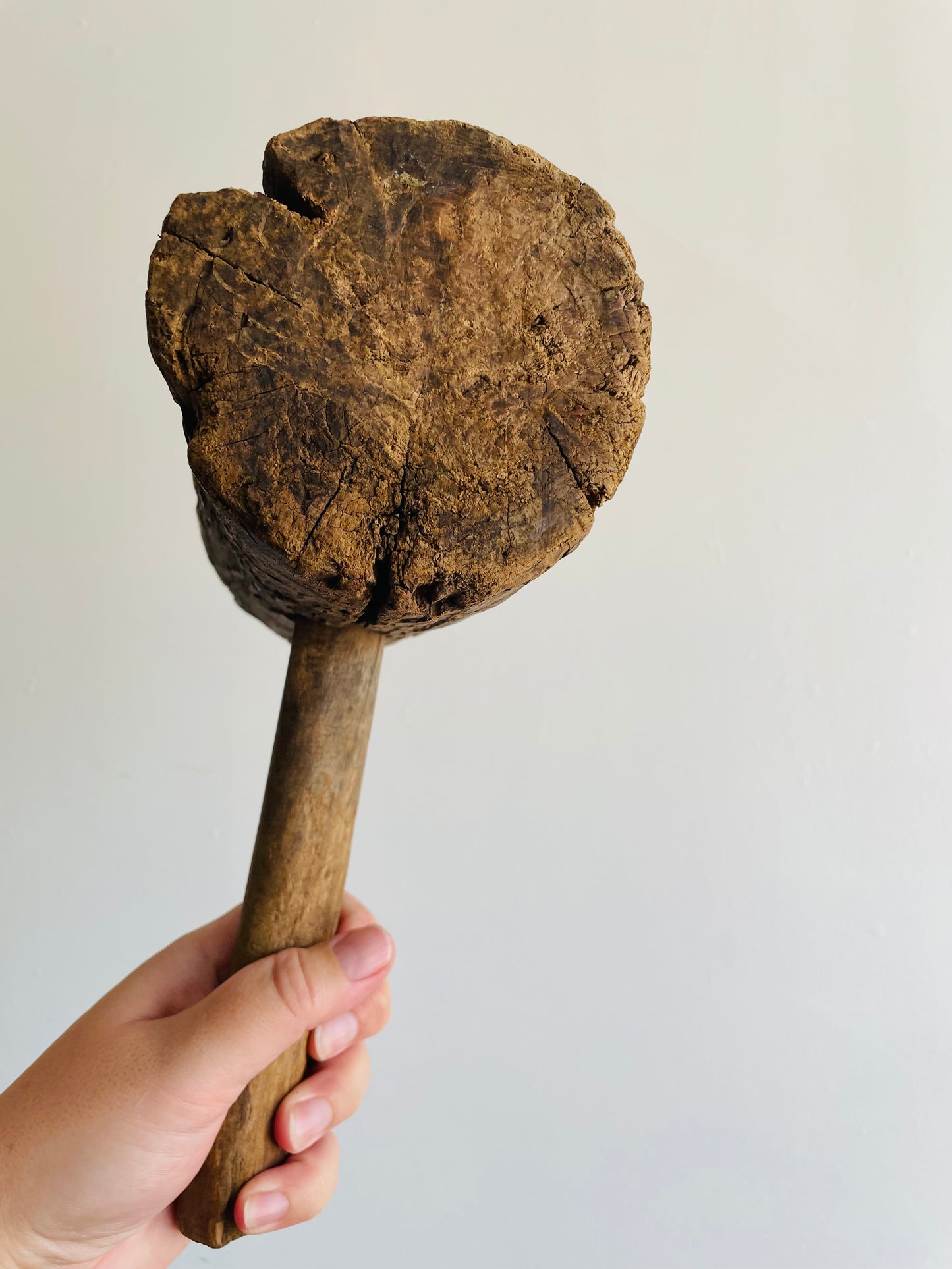 11.5" Rustic Farmhouse Primitive Wooden Mallet Hammer Tool with Hand Hewn Head Peg