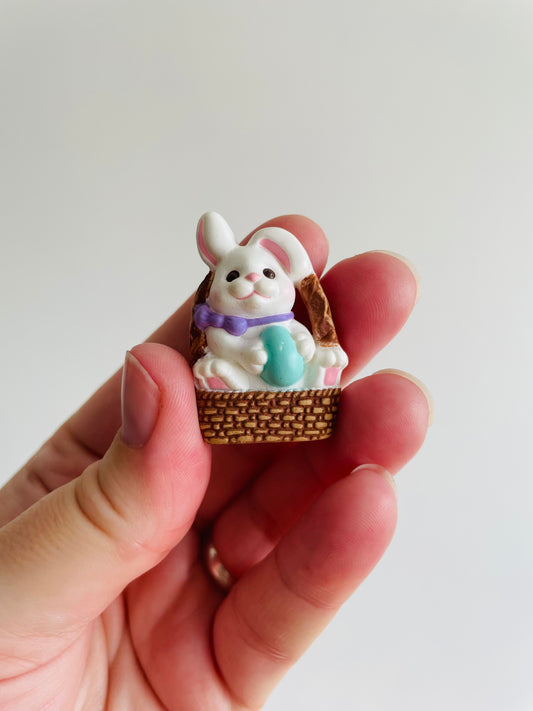 Easter Holiday Pin - Bunny in Basket Holding Blue Egg - Hallmark Cards