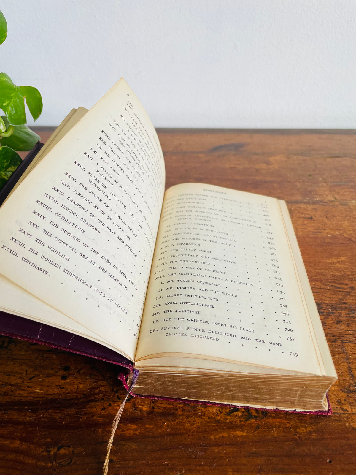 Antique Early 1900s Dombey And Son Leather Bound Book by Charles Dickens - Collins Clear-Type Press