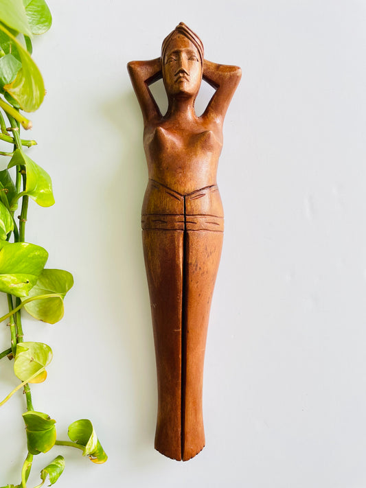 Vintage Nude Lady Wood Nutcracker #1 - Leg Opens & Closes to Crack Nuts - Saucy Tiki Bar Decor