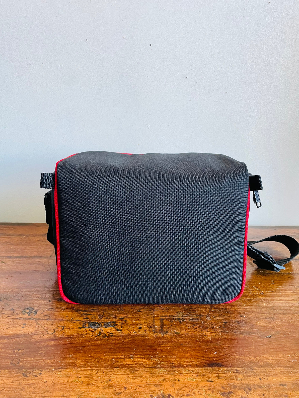 Vintage Black's Photography Camera Shoulder Bag Case with Yellow, Orange & Red Rainbow Stripe Design & Multiple Pockets - Made in Taiwan
